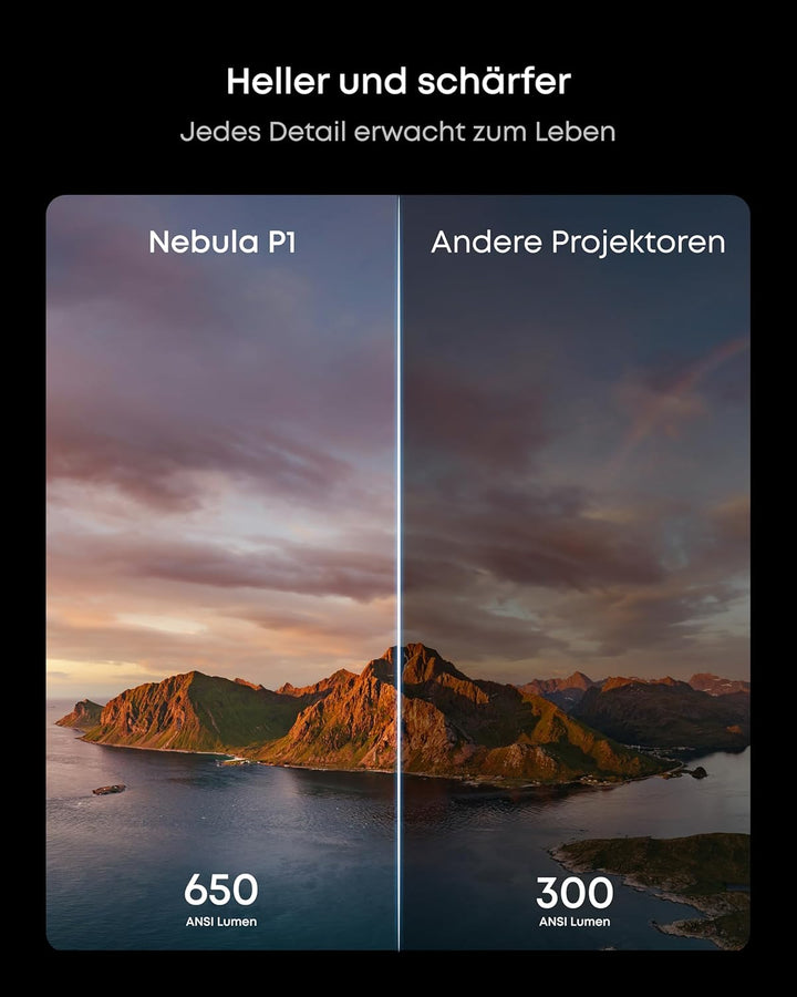 soundcore Nebula P1｜Mobiler Beamer mit abnehmbarem Lautsprecher und integriertem AV-System, 650 ANSI