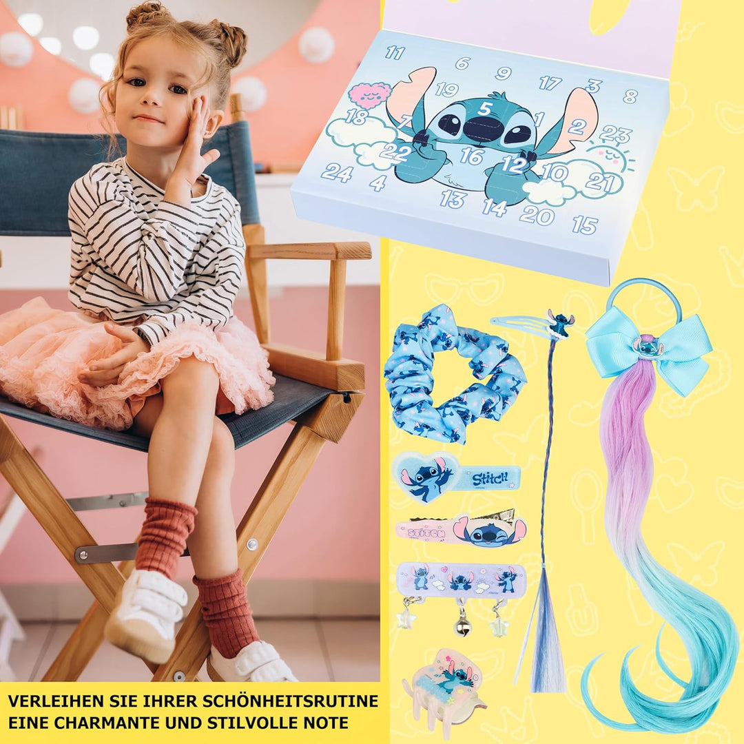Get Trend Disney Stitch Adventskalender 2025 Mädchen, mit Haarschmuck & Schmuck, Weihnachts Countdow
