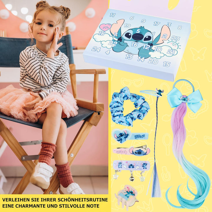 Get Trend Disney Stitch Adventskalender 2025 Mädchen, mit Haarschmuck & Schmuck, Weihnachts Countdow