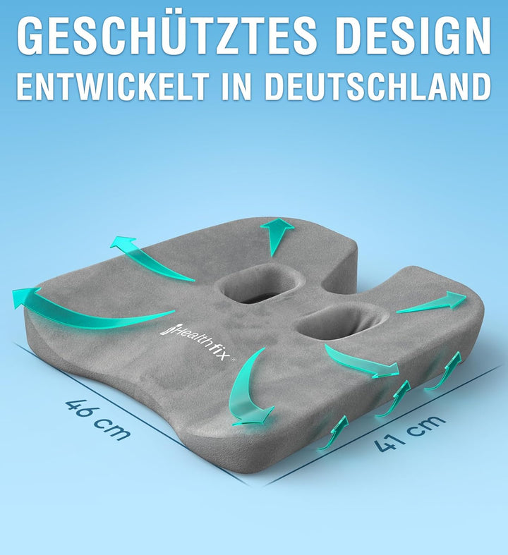 Healthfix Auto Sitzkissen [Verbessertes Design 2026], Autositzkissen zur Druckentlastung von Steissb