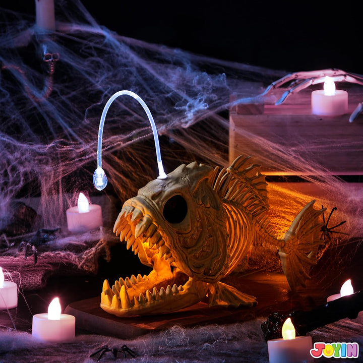 JOYIN 25,9 cm Skelettfisch Mit LED-Auge für Halloween-Dekoration, Friedhofsdekorationen, Gruselszene