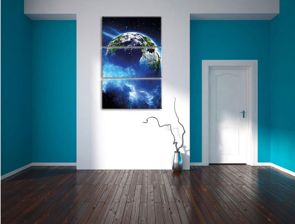 Pixxprint Planet Erde 3-Teiler Leinwandbild 120x80 Bild auf Leinwand