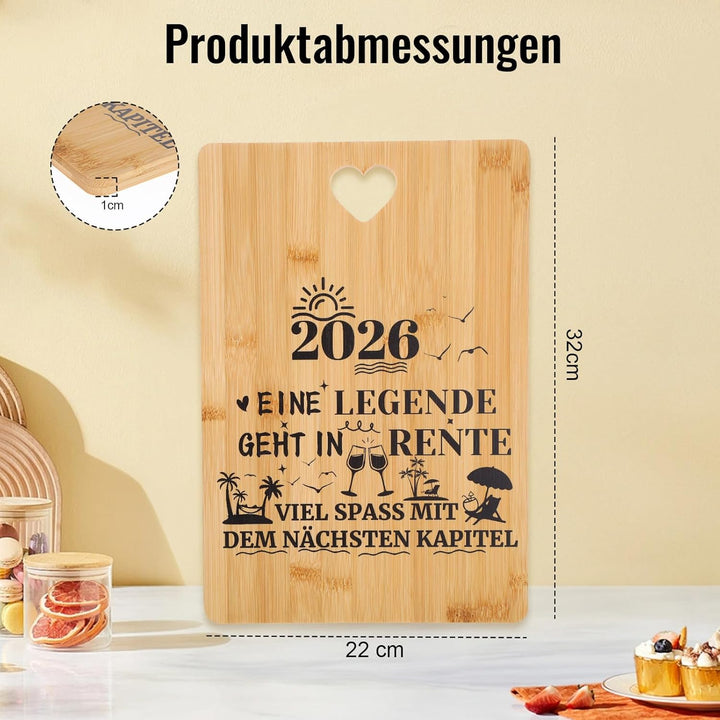 Ruhestand Geschenk，Renteneintritt Geschenk Männer，Schneidebrett Bambus，Geschenke zur Rente Frau，Gesc