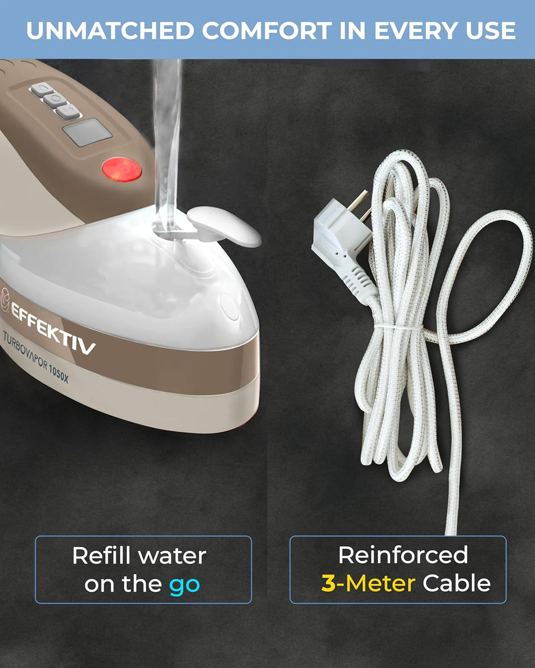 Dampfglätter EFFEKTIV TurboVapor Dampfglätter EFFEKTIV TurboVapor 1050X, Kontinuierlicher Dampf 400m