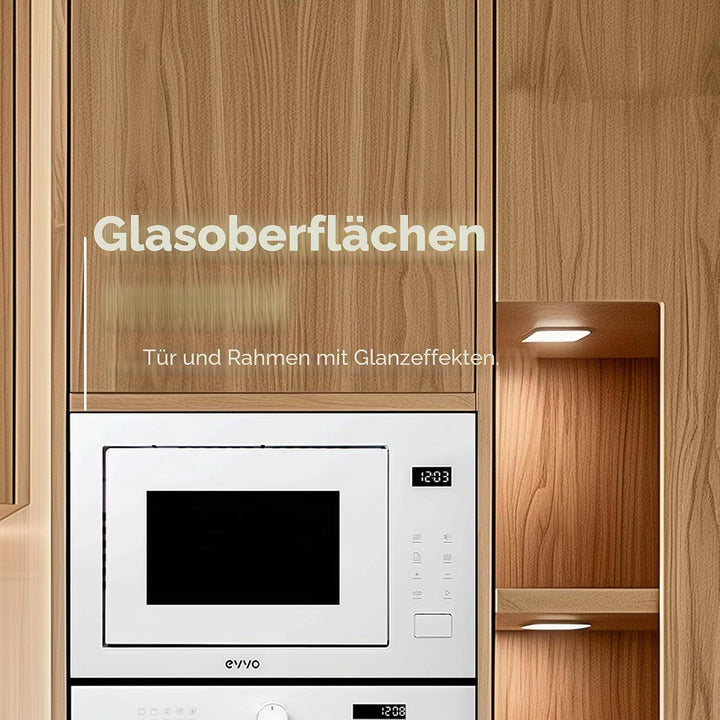 EVVO Integrierte Mikrowelle Mi45 Glas Bl, 25 l Fassungsvermögen, Grill 1200 W, Tür und Rahmen mit Gl