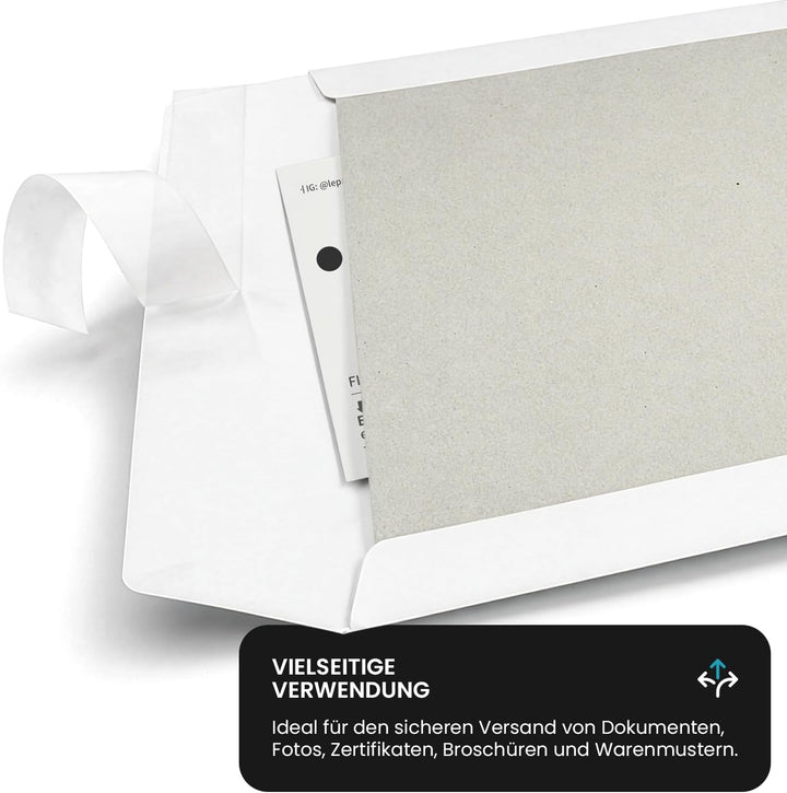 Netuno 25x weisse Versandtaschen DIN B4 mit Papprückwand aus Graupappe 250 × 353 mm 400g haftklebend