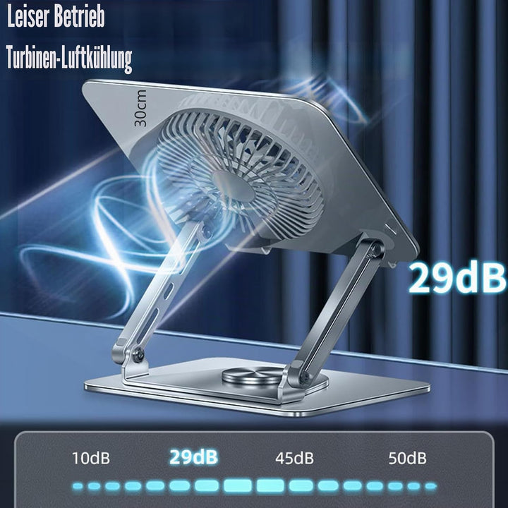 Laptop-Kühlpad 360° drehbarer Laptop-Ständer mit 5" Turbo-Kühllüfter, 2 verstellbaren Neigungswinkel