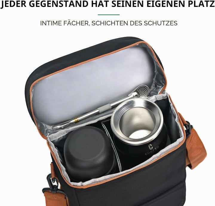 Premium Matero for Yerba Mate Kit – Doppellagig, wasserdicht, 2 Weinflaschentaschen, tragbare Traget