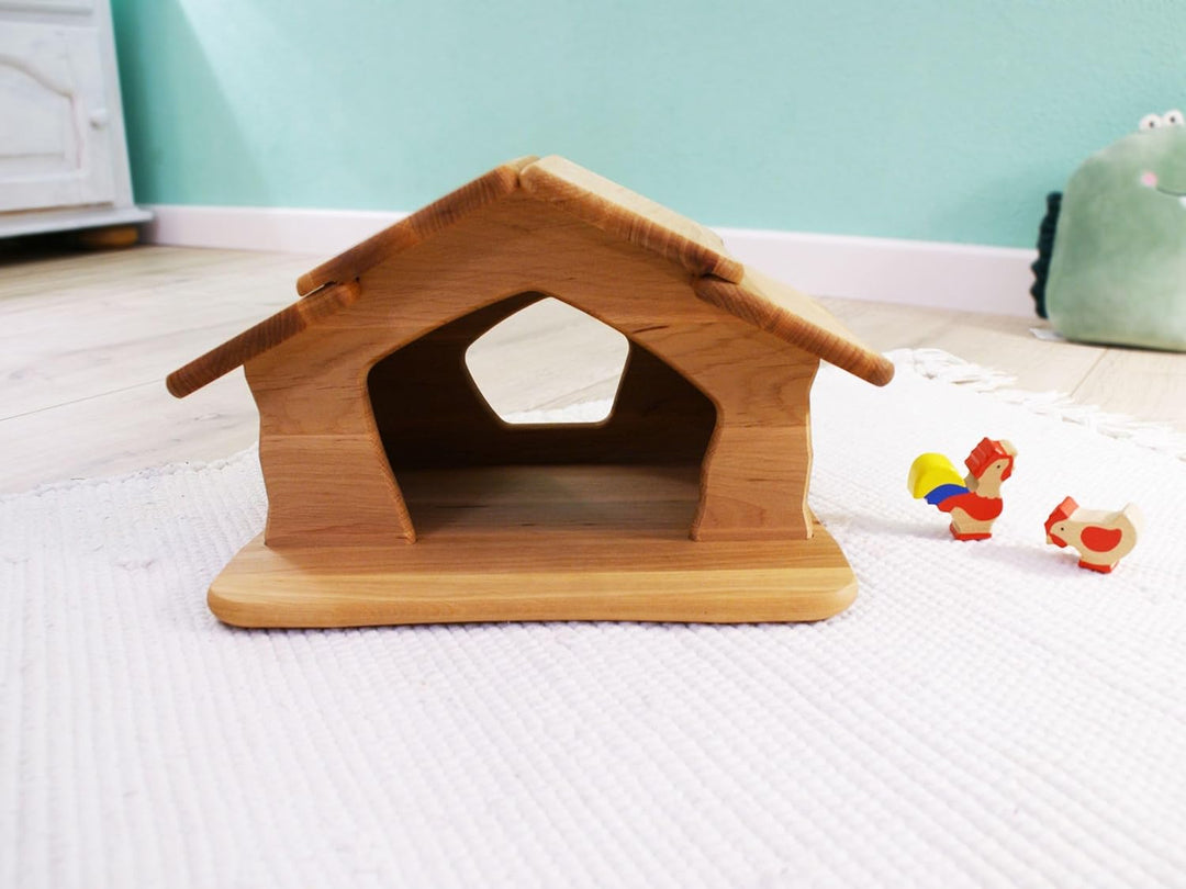 Erst-Holz Krippe Holzstall Holzhaus Bauernhof Stall von Drewart Spielhaus 935-4046