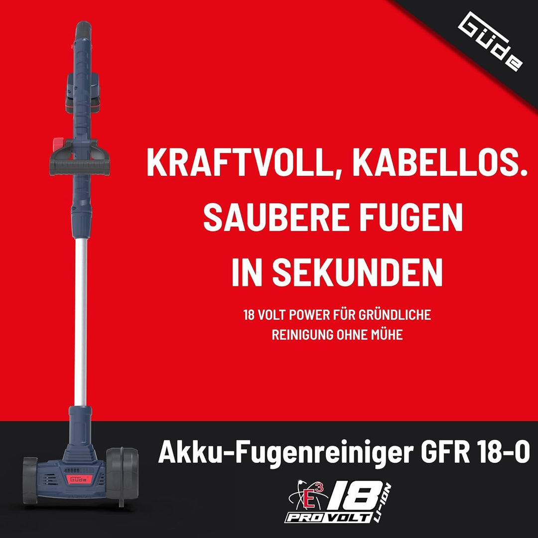 Güde GFR 18-0 Akku-Fugenreiniger - 18 Volt Li-Ion, 1200 Umdrehungen pro Minute, 11 cm Bürstendurchme