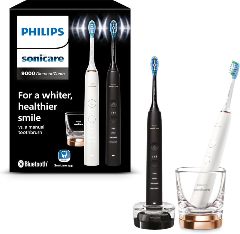 Philips Sonicare DiamondClean 9000 elektrische Zahnbürste, Schallzahnbürste mit App, Andruckkontroll