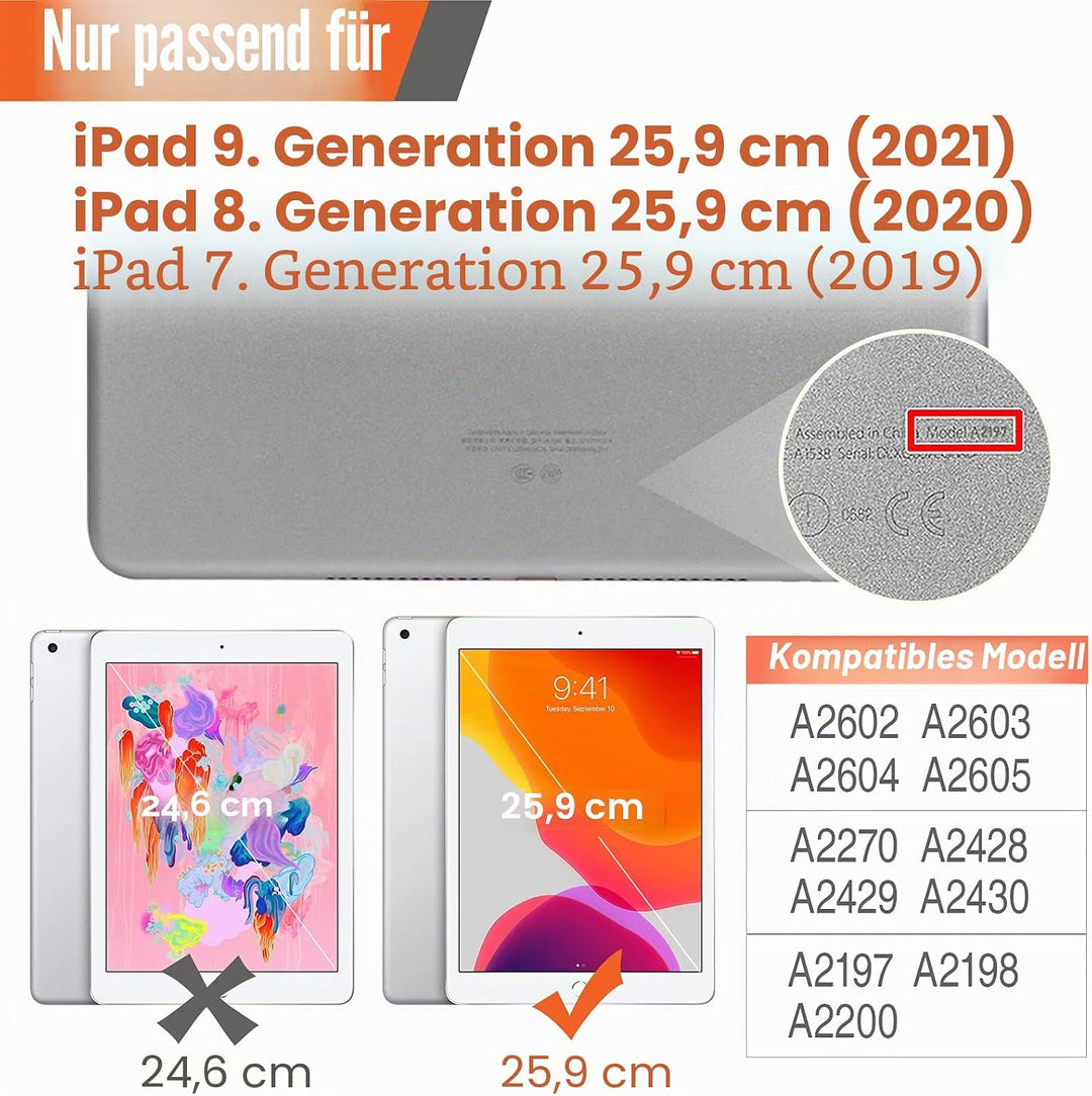 Timecity Hülle für iPad 9/8 / 7 Generation 2021/2020 / 2019 10,2 Zoll Schutzhülle Stossfest Robust m
