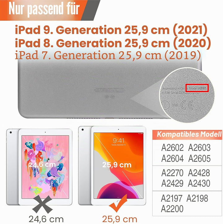 Timecity Hülle für iPad 9/8 / 7 Generation 2021/2020 / 2019 10,2 Zoll Schutzhülle Stossfest Robust m