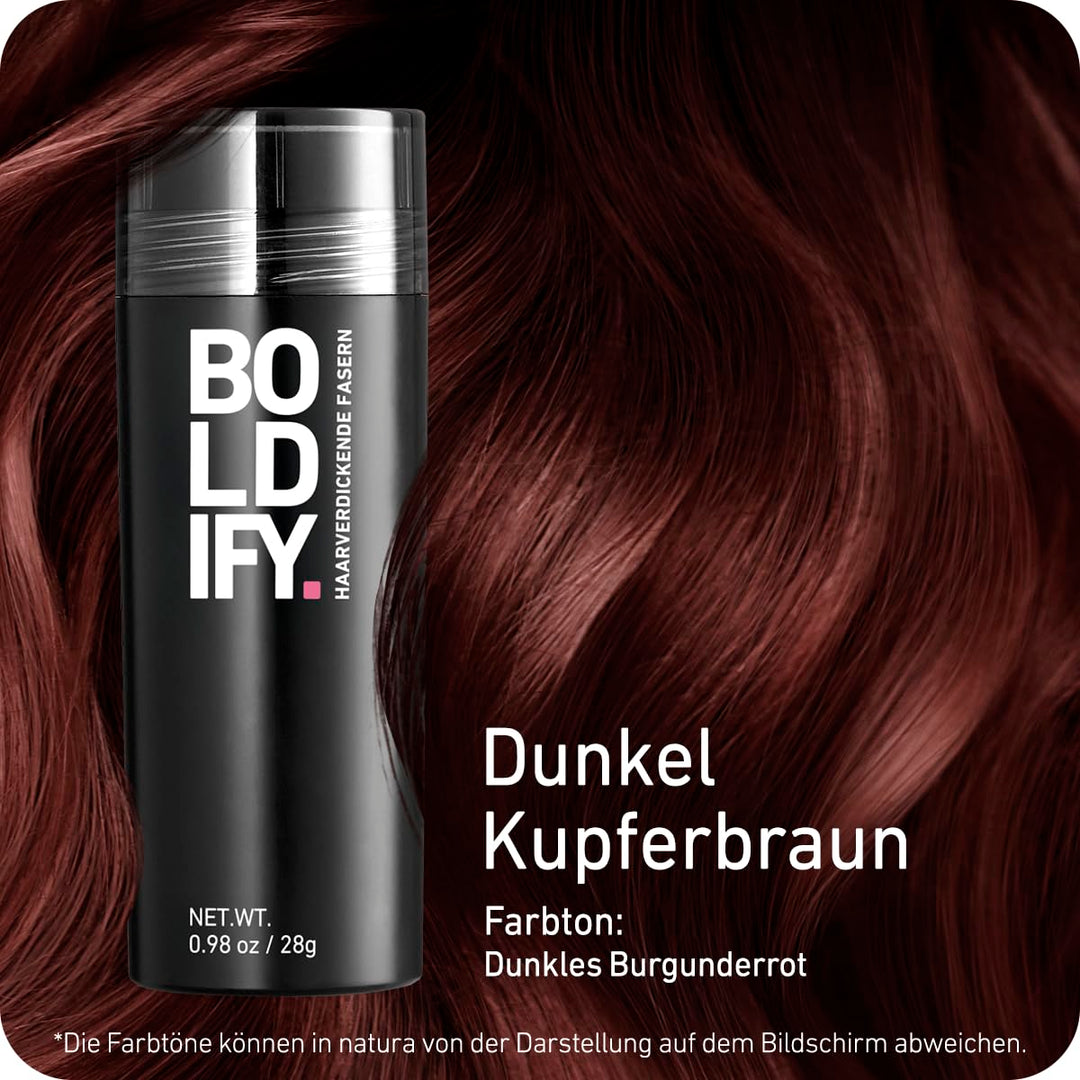 BOLDIFY Streuhaar für Dünner Werdendes Haar (Dunkel Kastanienbraun), Unsichtbar, Natürlich, Grosse F