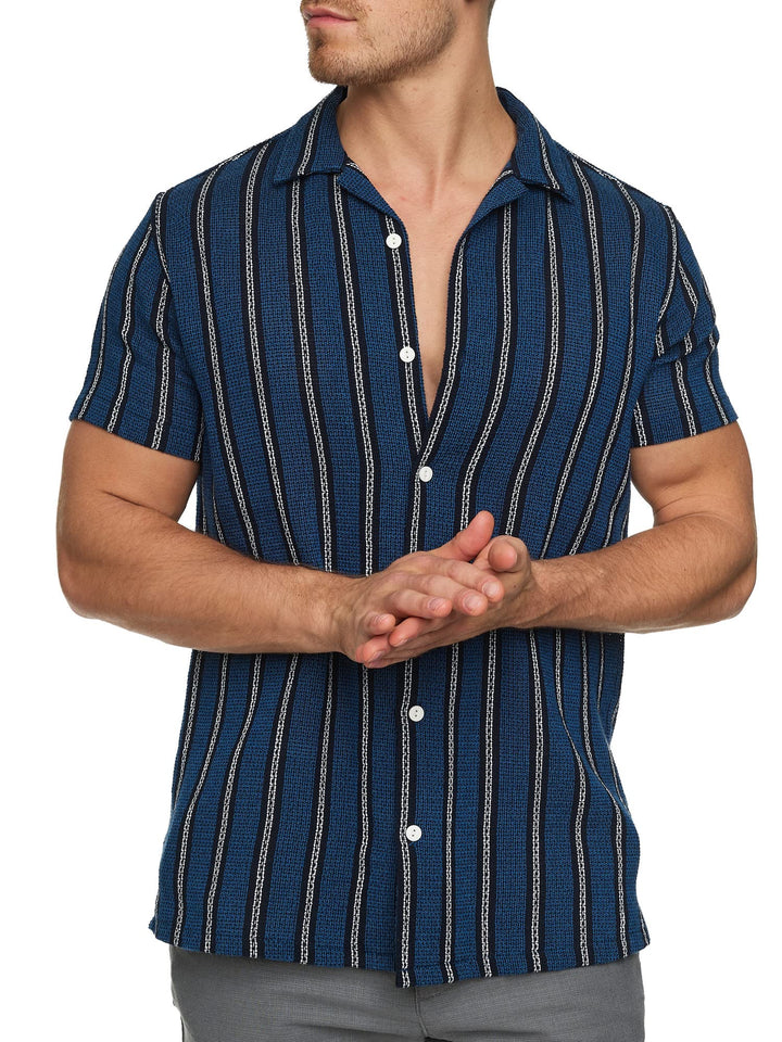 Indicode Herren INCosby Kurzarmhemd mit Button-Down-Kragen | Herrenhemd gestreift Kurzarm Hemd S Dar