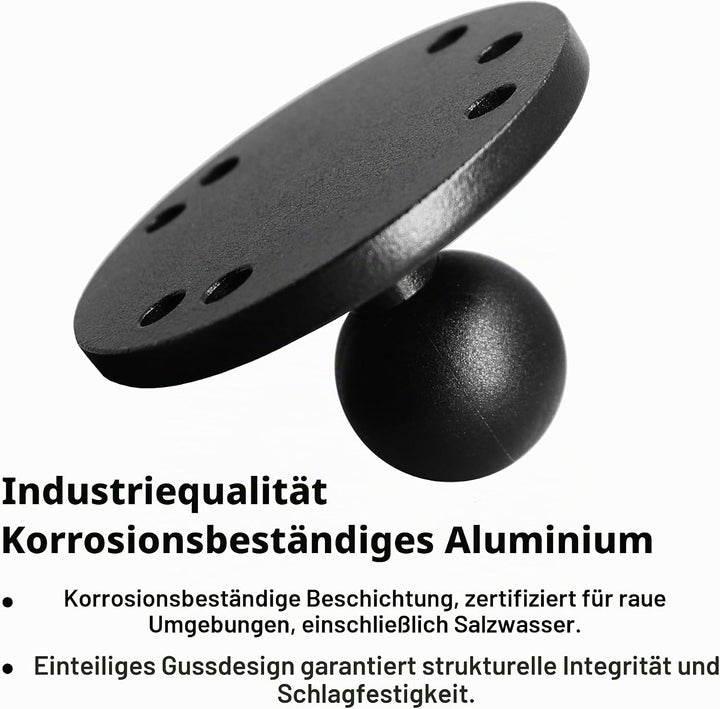 1 Zoll/B-Grösse / 25mm Kugelhalterung aus Aluminiumgusslegierung, AMPS-Loch-Rundplattenbasis, Kompat
