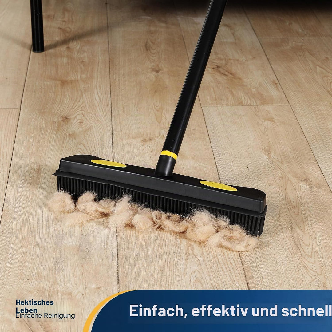 Yocada Gummibesen zur Tierhaarentfernung, 2-in-1-Bodenbürste mit Rakel, Teppichrechen, 146,1 cm Lang