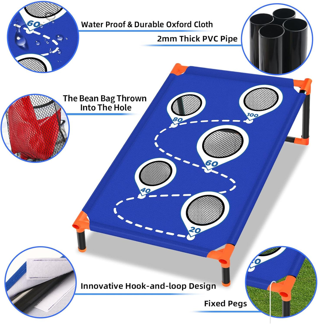 Tragbar Cornhole Spiel Outdoor Cornhole Säckchen mit PVC gerahmt und fünf Löchern zum Punkten für Ki