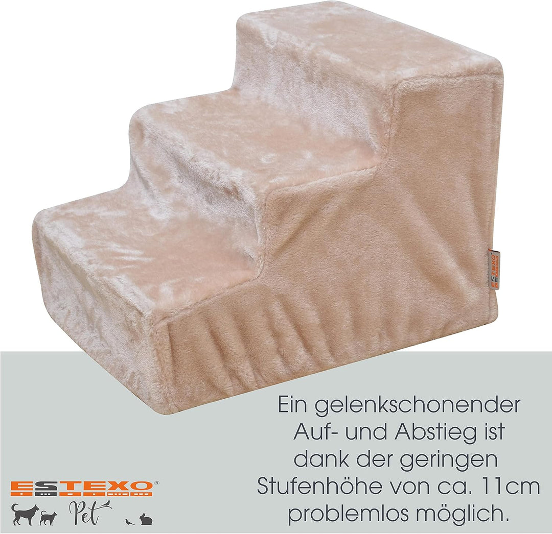 ESTEXO Hundetreppe Katzentreppe Haustiertreppe Tiertreppe Treppenstufen Plüschbezug Einstieghilfe 3