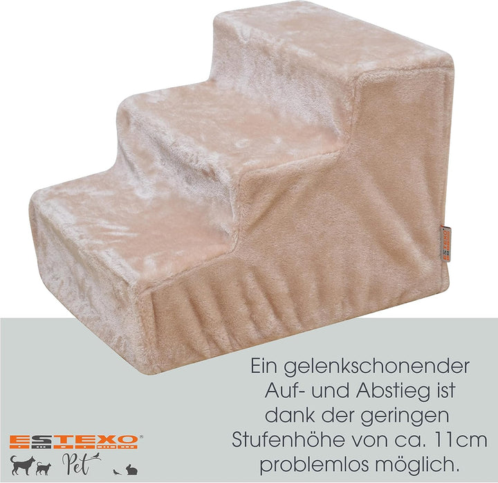 ESTEXO Hundetreppe Katzentreppe Haustiertreppe Tiertreppe Treppenstufen Plüschbezug Einstieghilfe 3