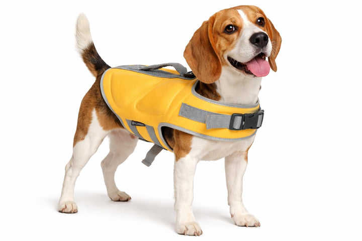 schwimmweste Hund - Flamingo Swimmy gelb - M A:32,5 cm B:43,5-54 cm C:58-69 cm - Polyester - EPE-Sch