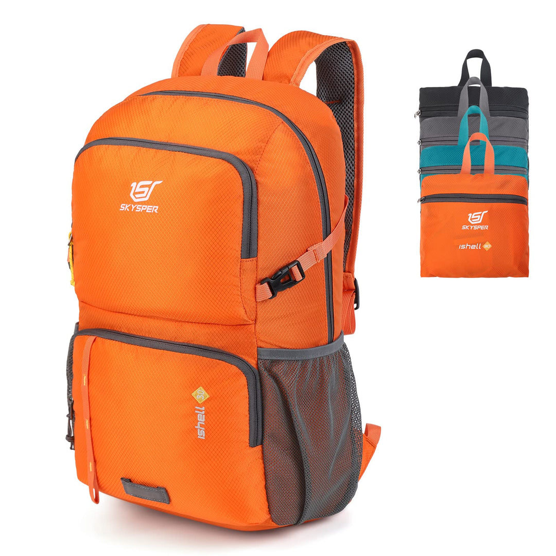 SKYSPER Ultraleichter Faltbarer Rucksack mit Nassfach - Wasserfest und Verstaubarer Daypack für Wand