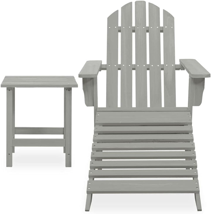 vidaXL Tannenholz Massiv Adirondack Gartenstuhl mit Fussstütze Tisch Deckchair Liegestuhl Gartenmöbe