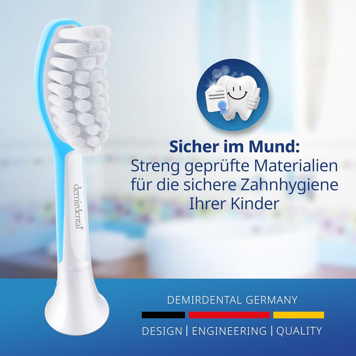 demirdental Kinder Ersatzbürsten passend für Philips Sonicare Kids, Bürstenköpfe ab 7 Jahre, entspri