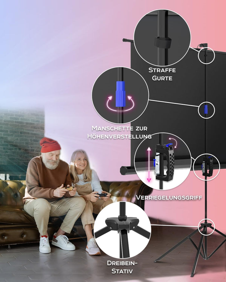Beamer Leinwand mit Stativ 60 zoll – Projektor Leinwand für Indoor und Outdoor für Film und Büropräs