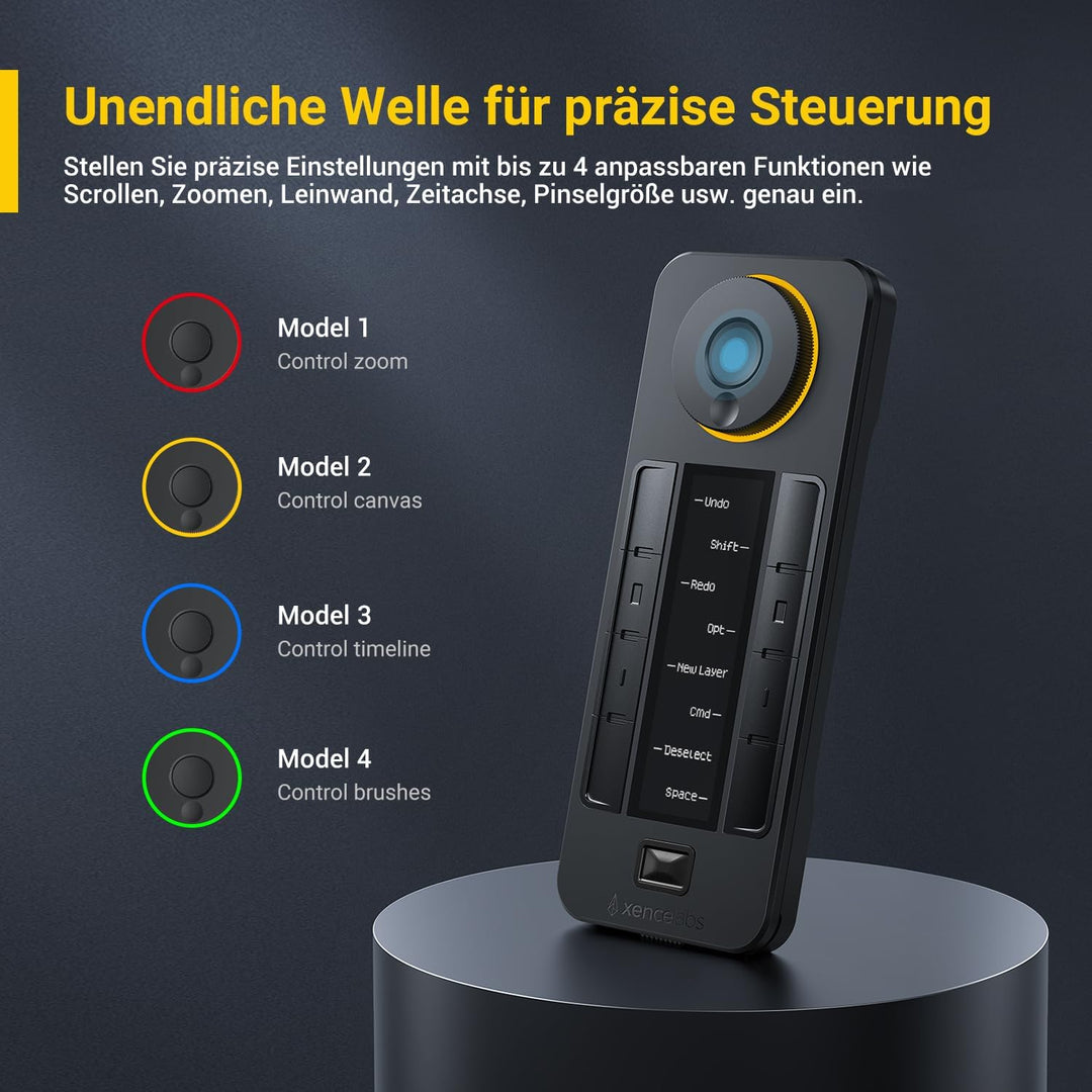 Xencelabs Quick Keys Fernbedienung mit Display für Grafiktablett, Zeichentablett, Wireless Hotkeys S