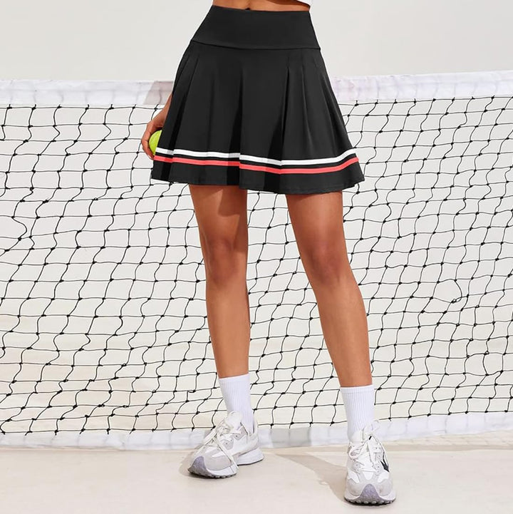 ThreeH Falten-Tennisröcke für Frauen Sportliche Casual Skorts mit Taschen Eingebaute Shorts Hochtail