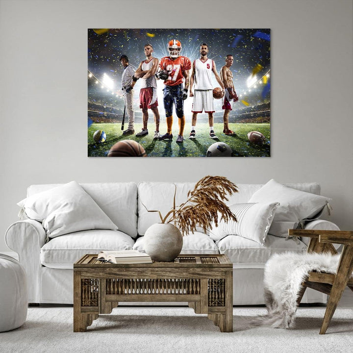 Bilder auf Leinwand 100x70cm Leinwandbild mit Rahmen Sport Sportler Gross Wanddeko Bild Schlafzimmer