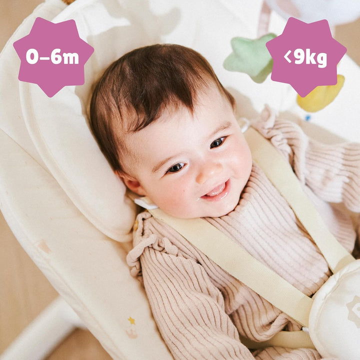 Badabulle Elektrische Babyschaukel Buddy Creme - 3 Schaukelgeschwindigkeiten - 8 Schlaflieder - Spie