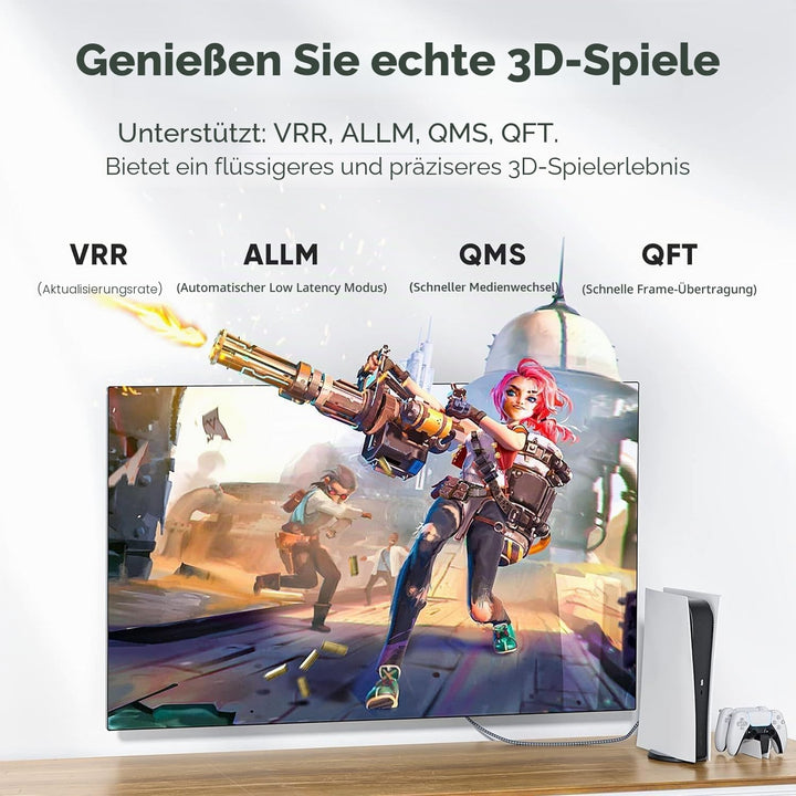 ARISKEEN 8K HDMI 2.1 Kabel 2M 2 Stück, 48Gbps High Speed Nylon Geflochtenes HDMI Kabel, Unterstützt
