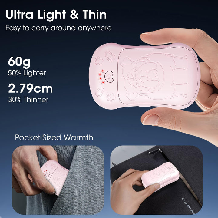 Handwärmer Elektrisch，2er Set 6000mAH Akku Elektrischer Handwärmer Wiederverwendbar Aufladbar Tasche
