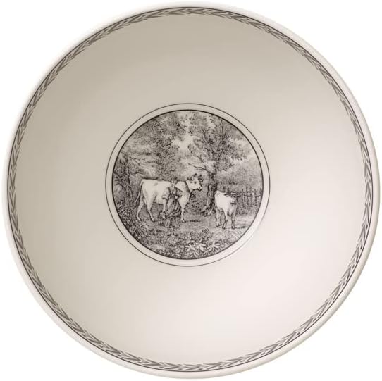 Villeroy und Boch Audun Ferme Schale, 650 ml, Premium Porzellan, Weiss/Grau Reisschale Weiss/Mehrfar