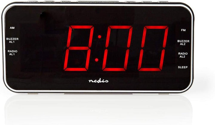 NEDIS Digital-Wecker-Radio - LED-Anzeige - 1x 3,5 mm Audio-Eingang - Zeitprojektion - AM/FM - Snooze