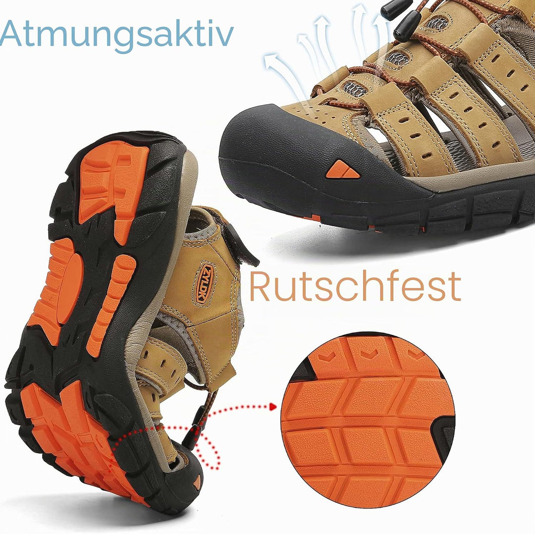Herren Leder Sandalen Sport Outdoor Trekkingsandalen Atmungsaktive Leichte Wandersandalen Männer Som