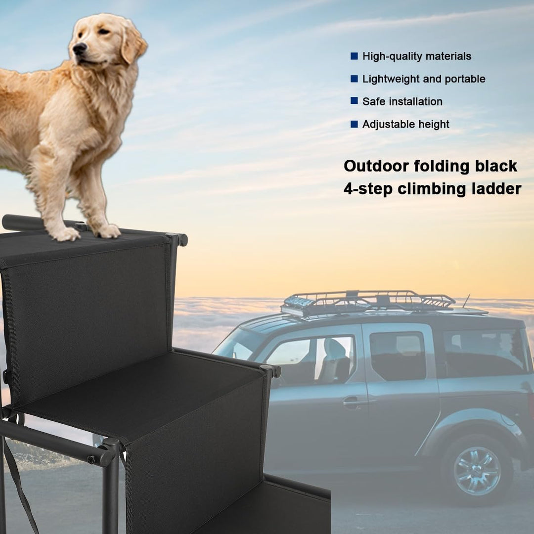 Hundetreppe Auto, 4 Stufen Hunderampe Klappbar, Leichte Und rutschfeste Hundetreppe Für Auto, Lastwa
