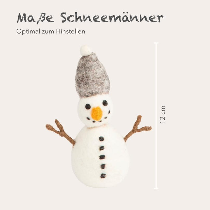 Én Gry & Sif Schneemann zum Hinstellen aus Filz, Weihnachtsdeko, Hand-Made & fair-Trade | 2er Set ro