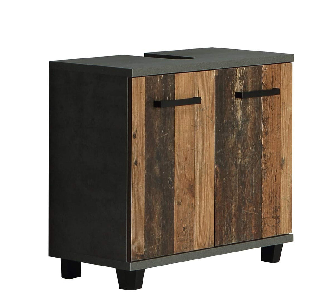 FORTE Veris Unterschrank mit 2 Türen, Holzwerkstoff, Betonoptik/Old Wood Vintage, 62 x 68,6 x 34,8 c