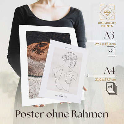 Heimlich® Premium Poster Set OHNE Bilderrahmen | 2 x DIN A3 & 4 x DIN A4 - ca. 30x42 & 21x30 | Stilv