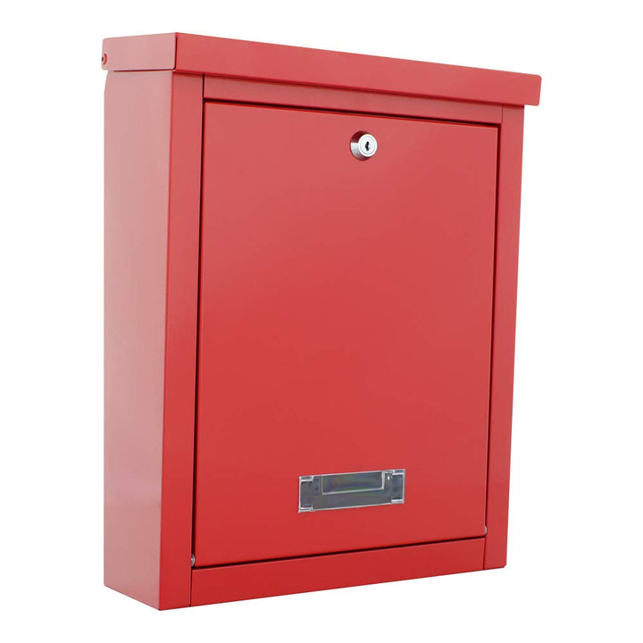 Rottner Briefkasten Brighton Stahlblech Rot, Postkasten, Klappe/Tropfnase, Zylinderschloss, Sichtfen