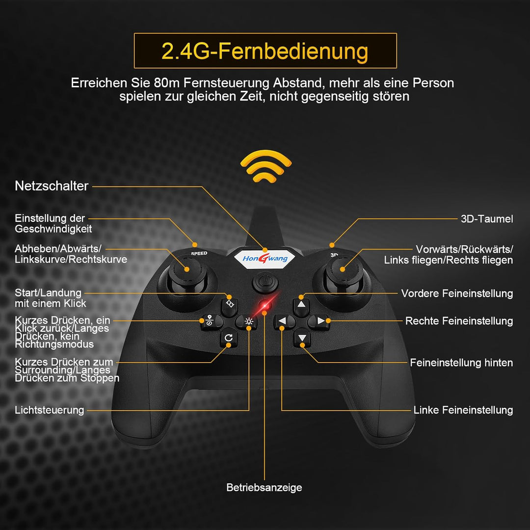 Henakmsl RC Flugzeug, 2.4GHz Ferngesteuertes Flugzeug L0712 Quadcopter Schwebendes Kampfflugzeug RC