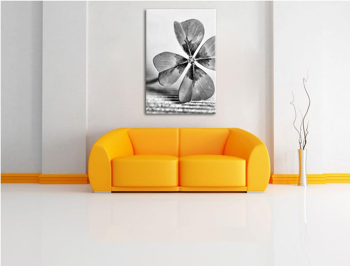 Pixxprint Glücks Kleeblatt mit 4 Blättern als Leinwandbild/Grösse: 100x70 / Wandbild/Kunstdruck/fert