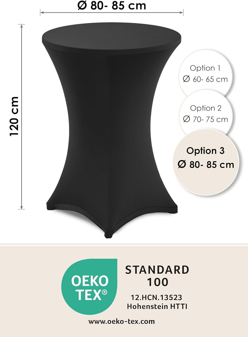 Gräfenstayn 2er-Set Stretch Stehtischhusse Diana mit Öko-Tex Siegel, Verstärkung im Fussbereich, in