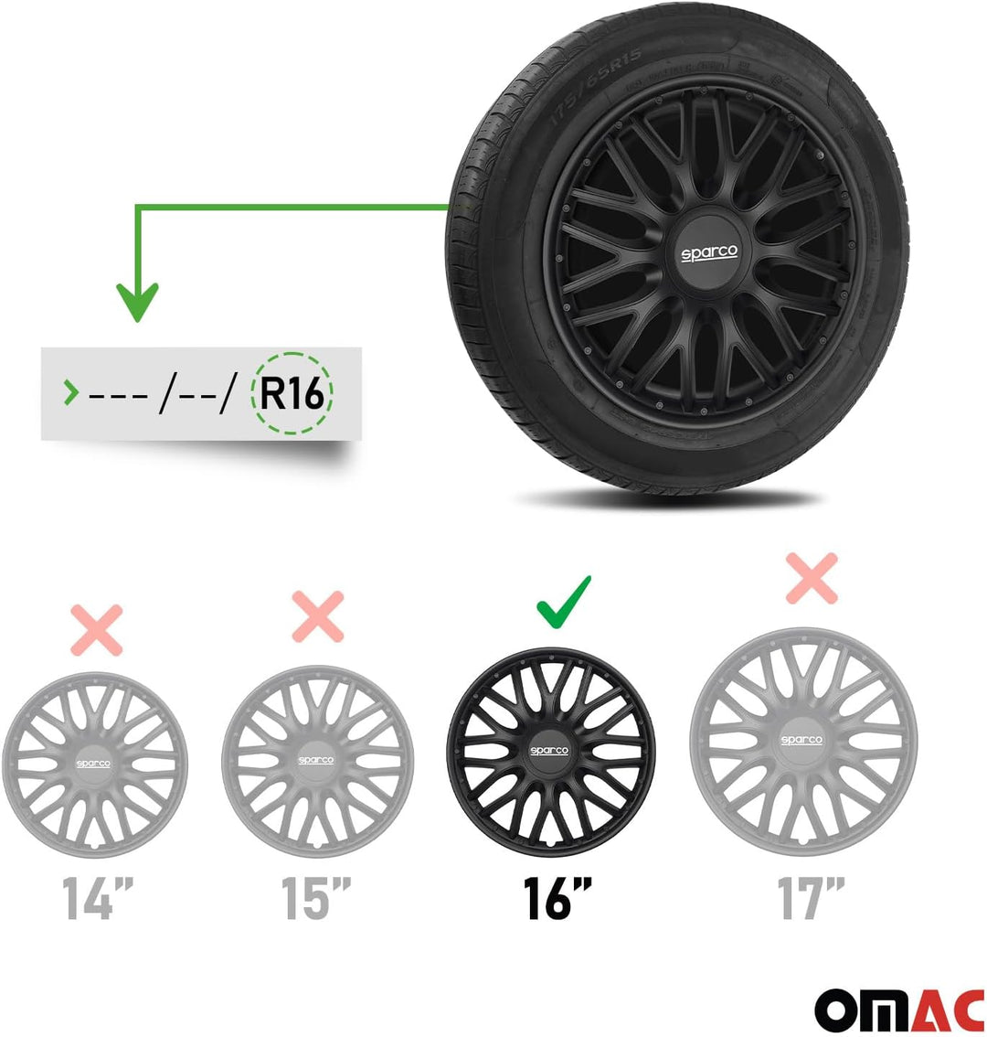 Sparco SPC1696BK Wheel Trims Rome Black, Set of 4, 16-Inch ROMA 16 zoll SCHWARZ, ROMA 16 zoll SCHWAR