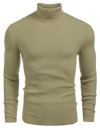 COOFANDY Herren Rollkragen Pullover Langarmshirt Feinstrick Sweater Rollkragen Freizeit Slim fit Bas