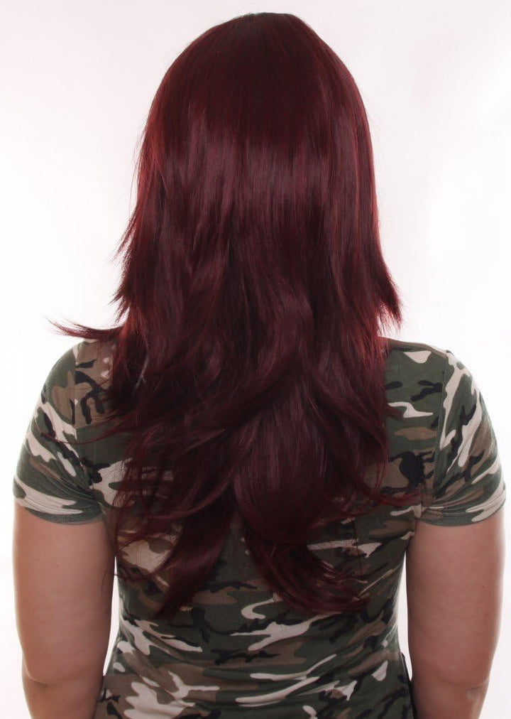 Prettyland C358 - lange Perücke Langhaar 60cm Stufenschnitt Hitzefest - Rot Dunkelrot C358 schwarz d