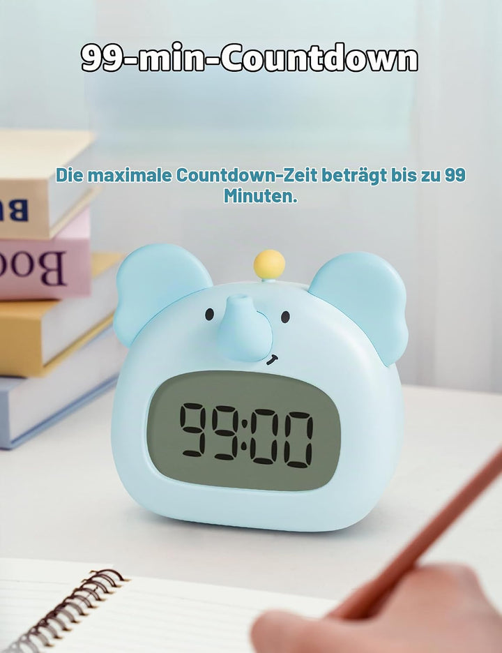 IHALO Elefanten Deko Kinderwecker, Nachttischwecker mit Nachtlicht, Digitales LED-Display, 3,15 Zoll